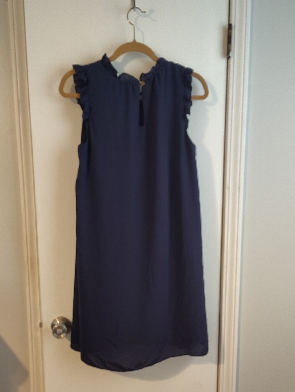 Lilly Pulitzer Navy Ruffle Neck Shift Dress - Picture 2 of 3